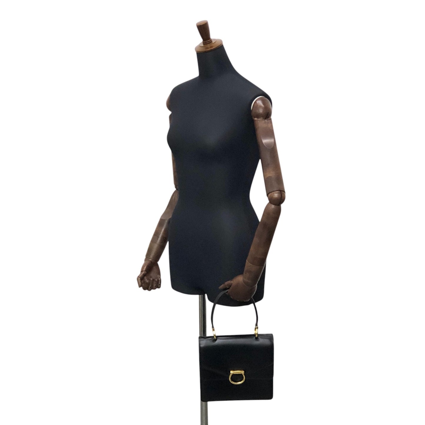 CELINE Gancini Handbag Black Vintage hkm3p8