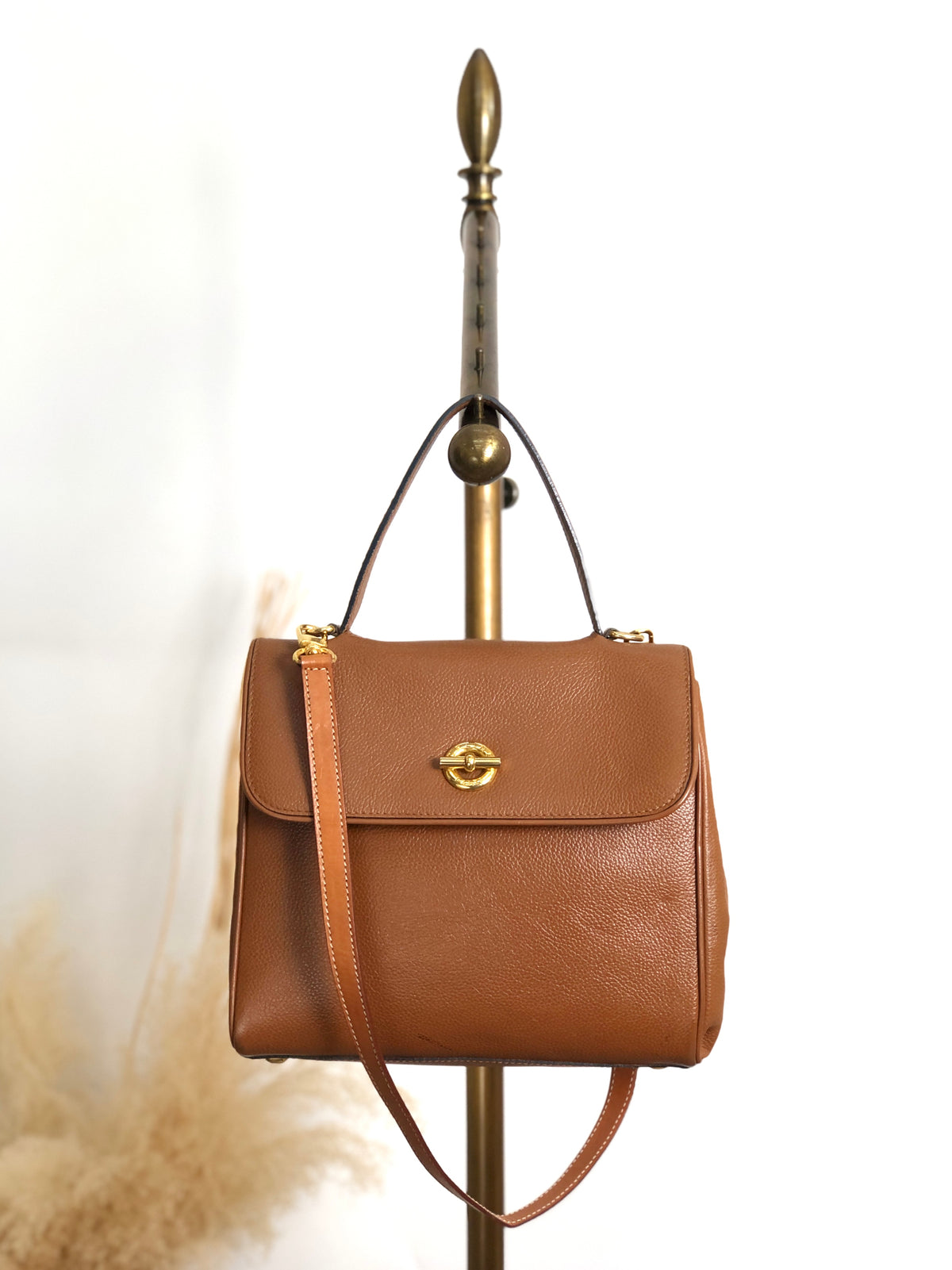 CELINE Toggle Clasp Two-way Handbag Shoulder bag Brown Vintage p67n53