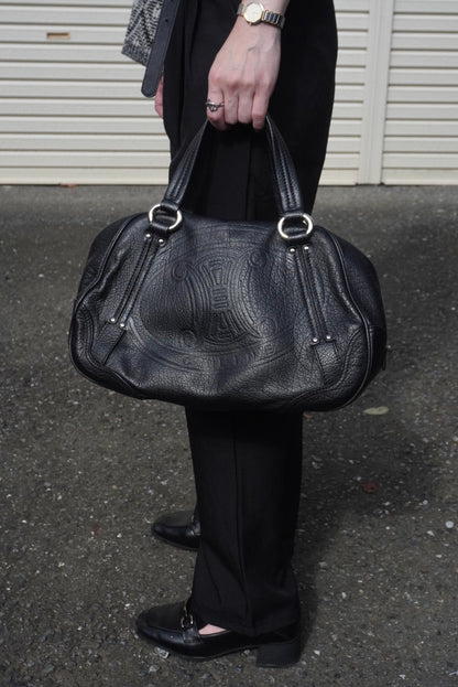 CELINE Blason Small Boston bag Handbag Black Vintage 2bg7ri