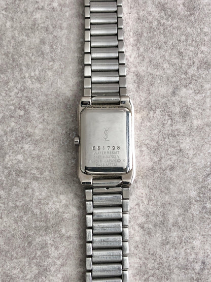Yves Saint Laurent YSL Logo Quartz Watch Silver×Gold 5421-Ｈ0473 Vintage kdkjck