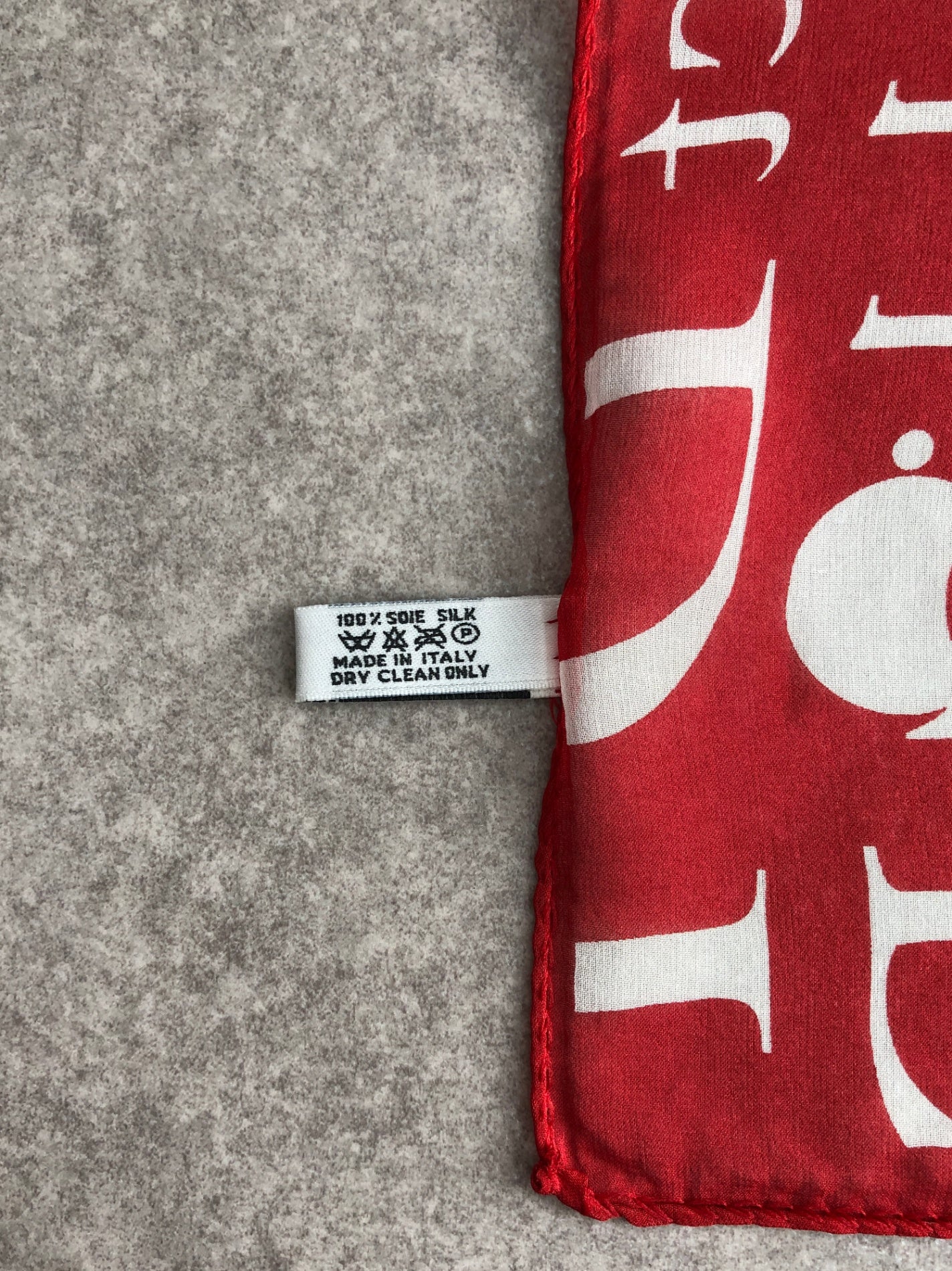 Christian Dior Logo Silk Scarf Red×White Vintage kgmry8