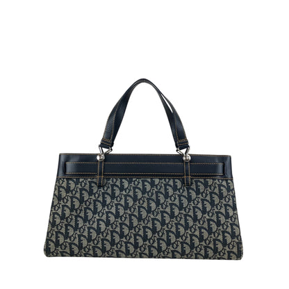 Christian Dior Trotter Front Buckle Handbag Navy Vintage nk2ius