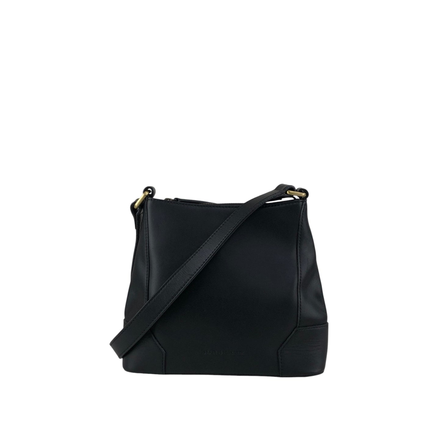 BURBERRY Logo Embossed Shoulder bag Black Vintage h85zzd