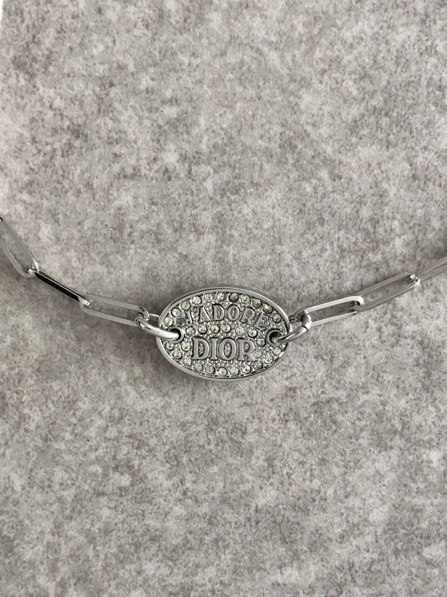 Christian Dior Logo Rhinestone Bracelet Silver Vintage v5ry85
