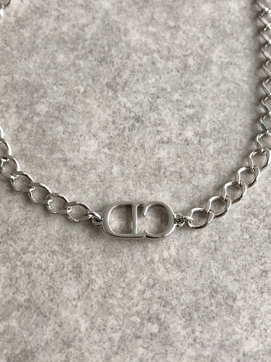Christian Dior CD Logo Bracelet Silver Vintage ke8wzh