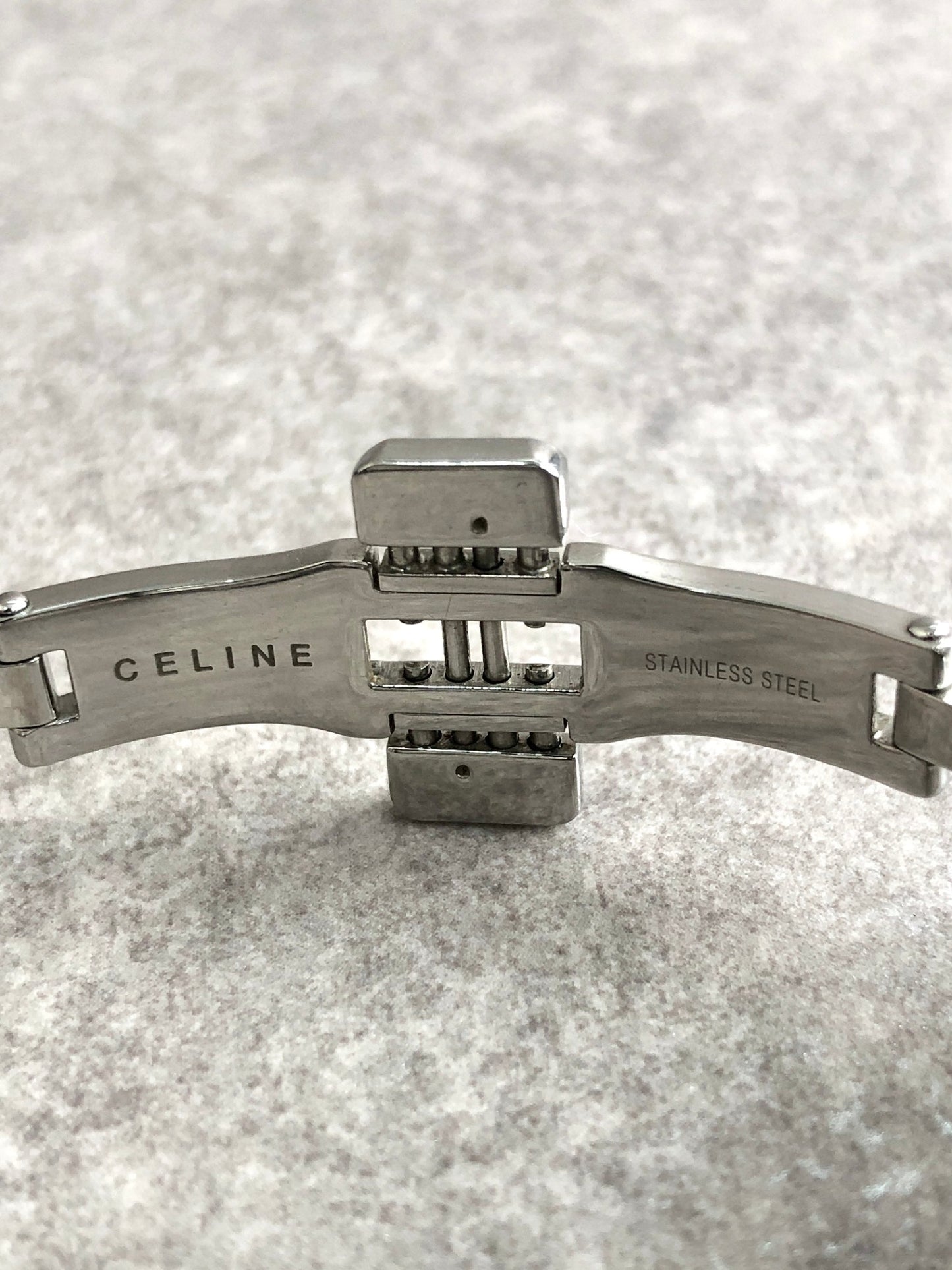 CELINE Blason Quartz Watch Silver×Black Vintage kdm68r