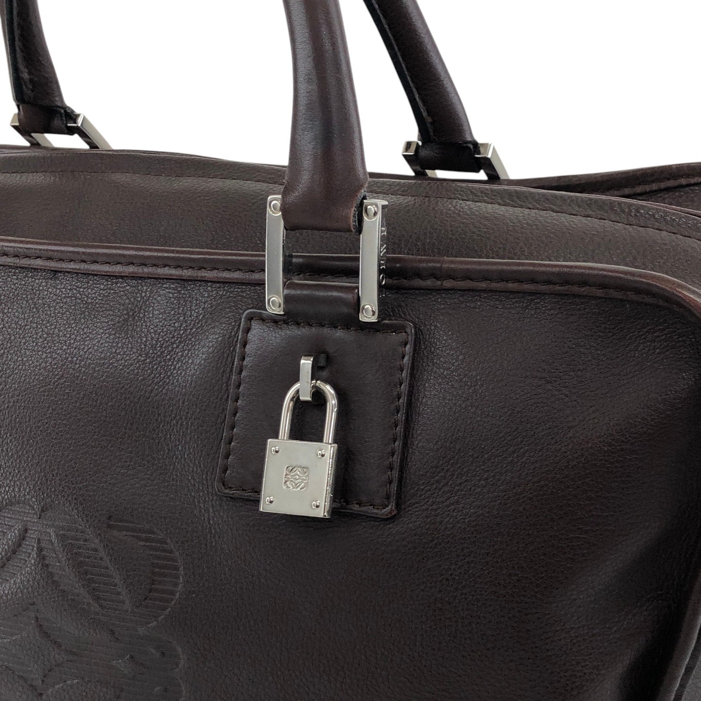 LOEWE Amazona35 Anagram Small Boston bag Handbag Brown Vintage t6ikyf