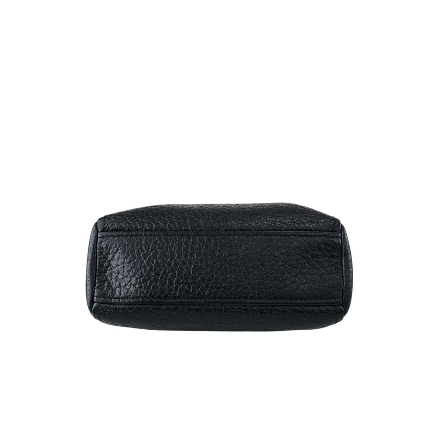 PRADA Triangle Logo Metal Closure Handbag Black Vintage epwvbd