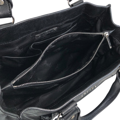 CELINE Horse Carriage Logo Handbag Black Vintage v5s4uu