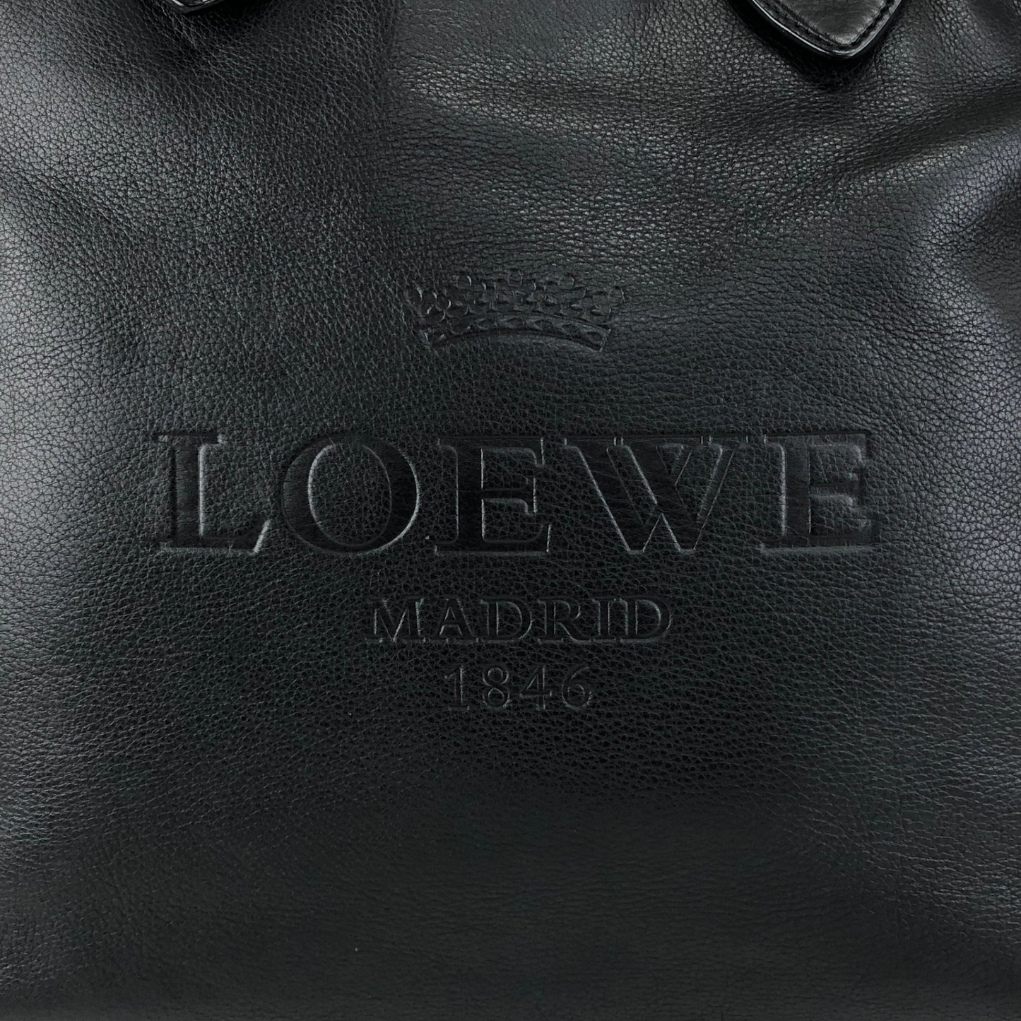 LOEWE Logo Embossed Two-way Handbag Shoulder bag Black Vintage m3sbja