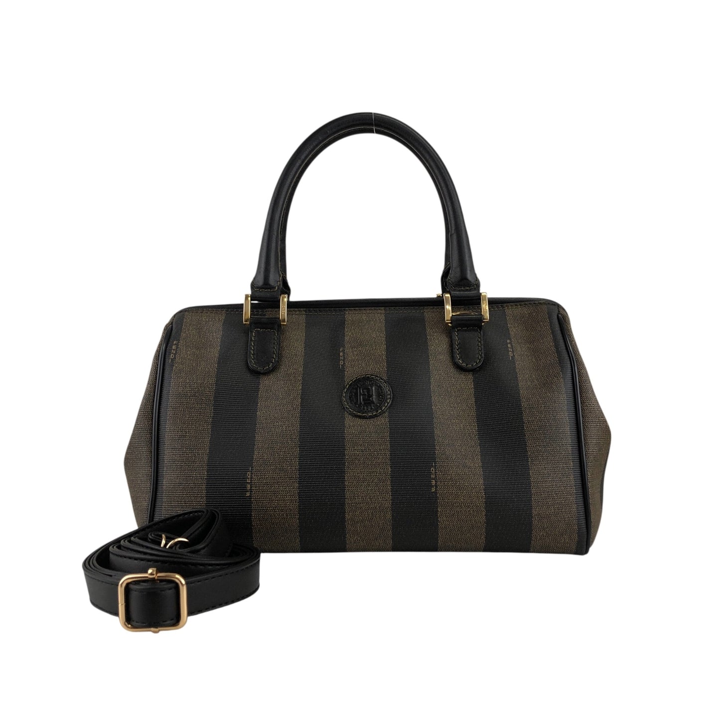 FENDI Logo Two-way Small Boston bag Shoulder bag Black Vintage 7hv23h