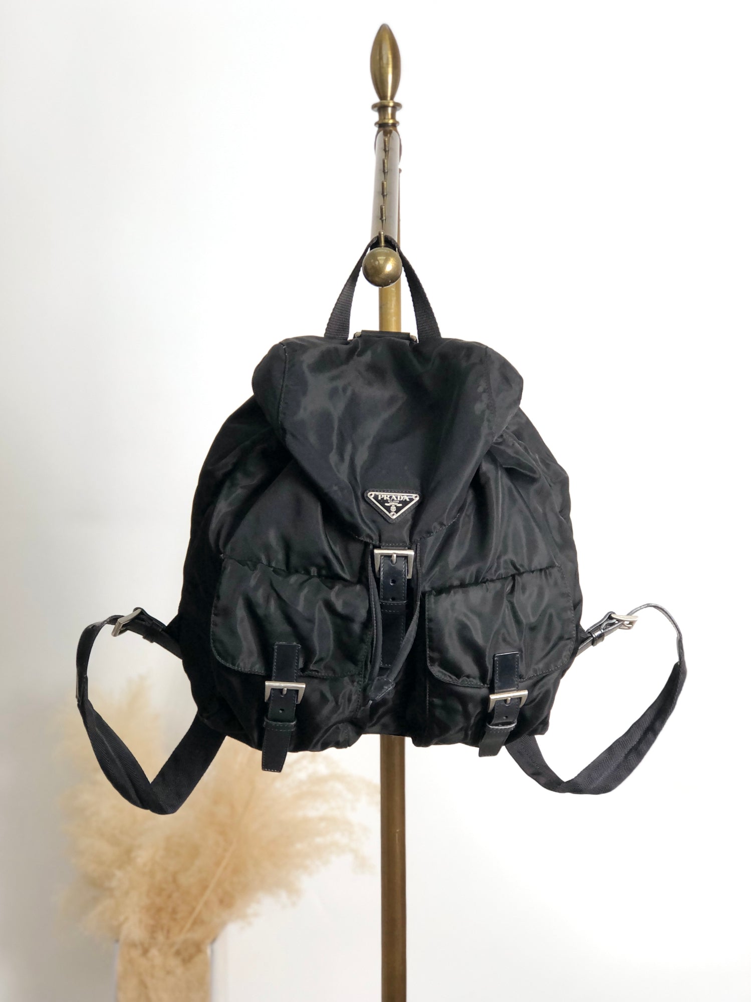 OLD PRADA ベロア バッグ 中古・古着通販】PRADA (プラダ) ベロアハンドバッグ ブラック