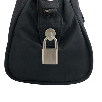 PRADA Triangle Logo Padlock Handbag Black Vintage n4a2rw
