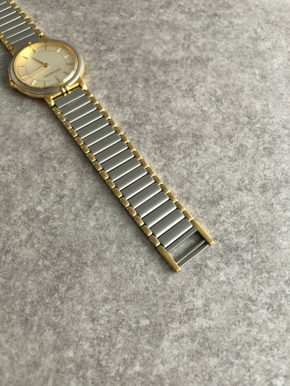 Yves Saint Laurent YSL Logo Quartz Watch Silver×Gold 2823-268440 Vintage 43tt8e