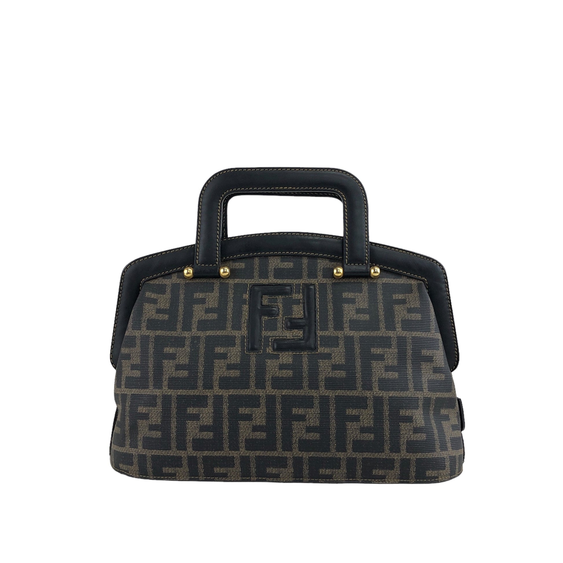 FENDI Zucca Logo Handbag Brown×Black Vintage bju2nv – VintageShop solo