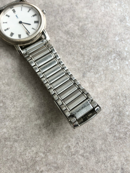 Yves Saint Laurent YSL Logo Quartz Watch Silver 4625-E67722 Vintage cuai7i