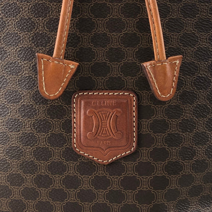 CELINE Macadam Blason Drawstring Shoulder bag Brown Vintage wc85jm