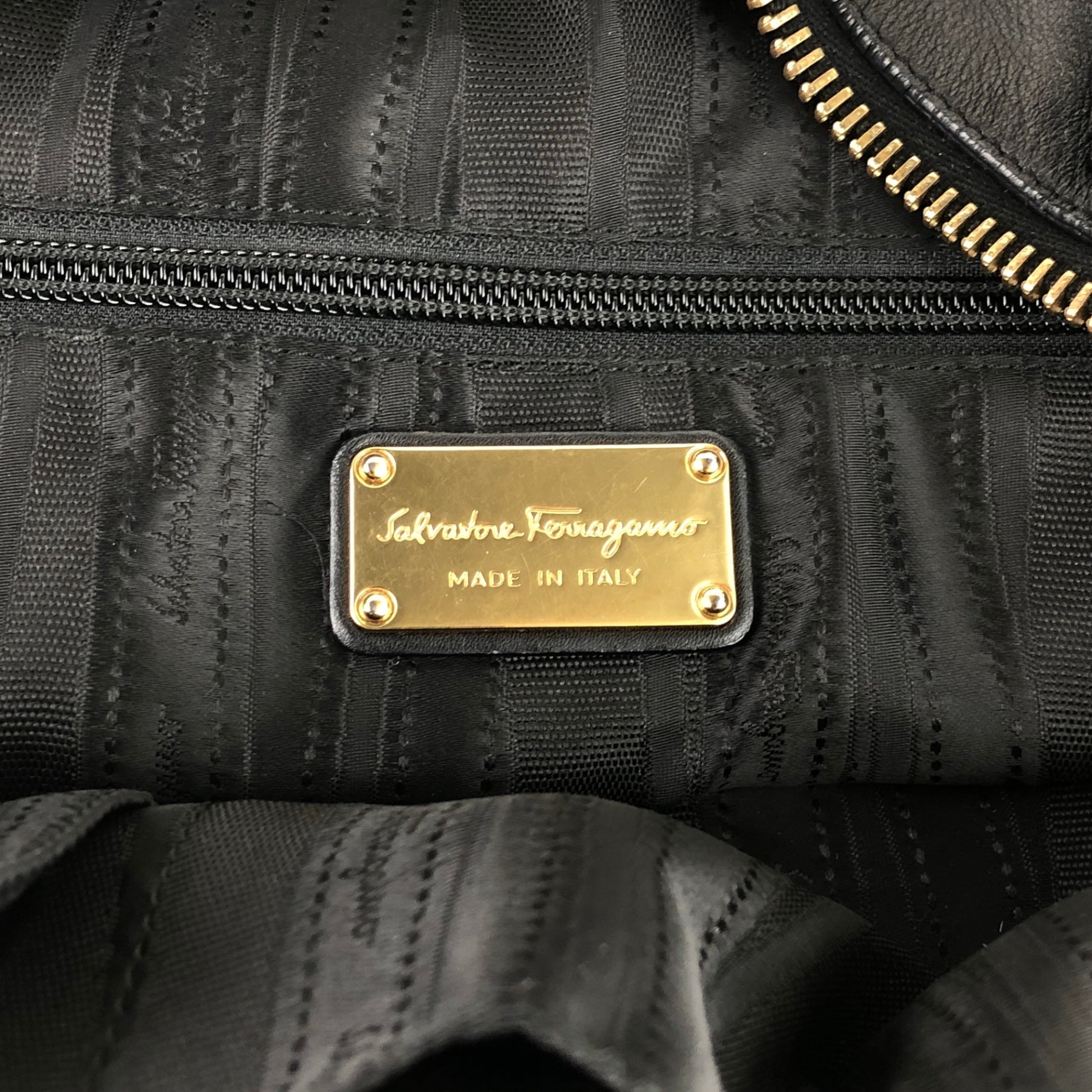 Salvatore Ferragamo Logo Handbag Boston bag Black Vintage