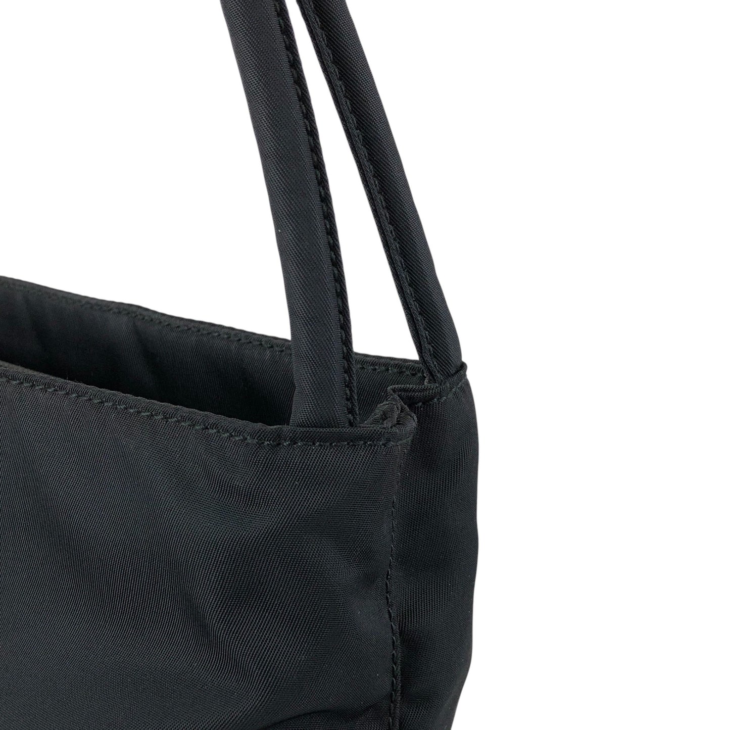 PRADA Tessuto Triangle Logo Handbag Black Vintage niprvk