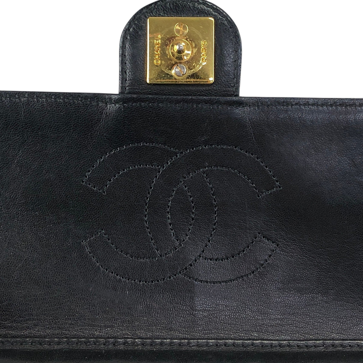 CHANEL Matelasse Coco Mark Turn Lock Chain Shoulder bag Black Vintage tjbcjh