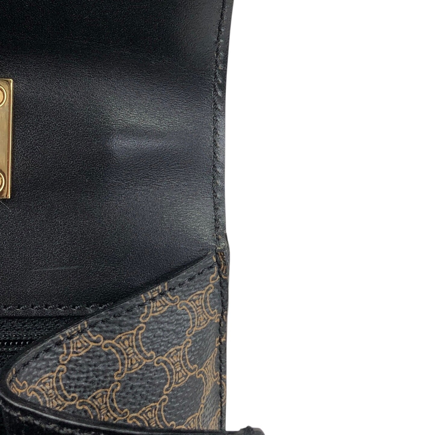 CELINE Macadam Turn Lock Handbag Black Vintage 75x5vx