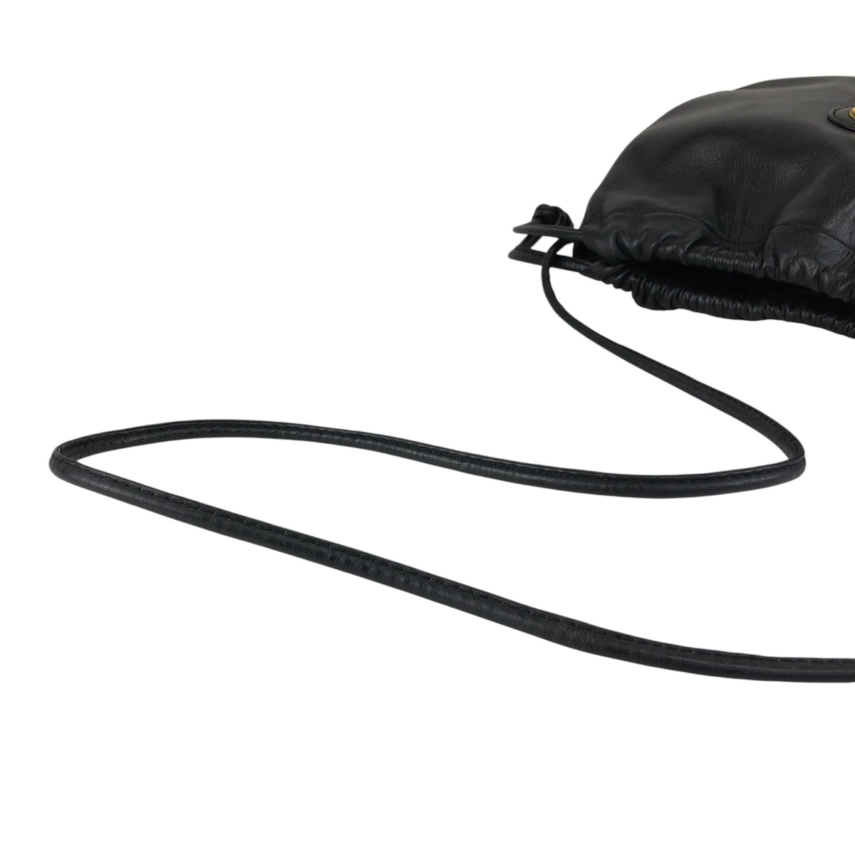 Christian Dior CD Logo Drawstring Shoulder bag Black Vintage 3cpukr