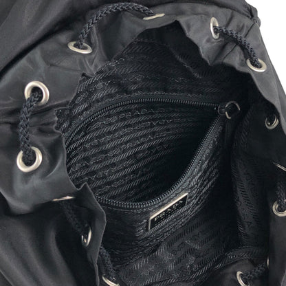 PRADA Tessuto Triangle Logo Front Buckle Backpack Black Vintage pyct8y