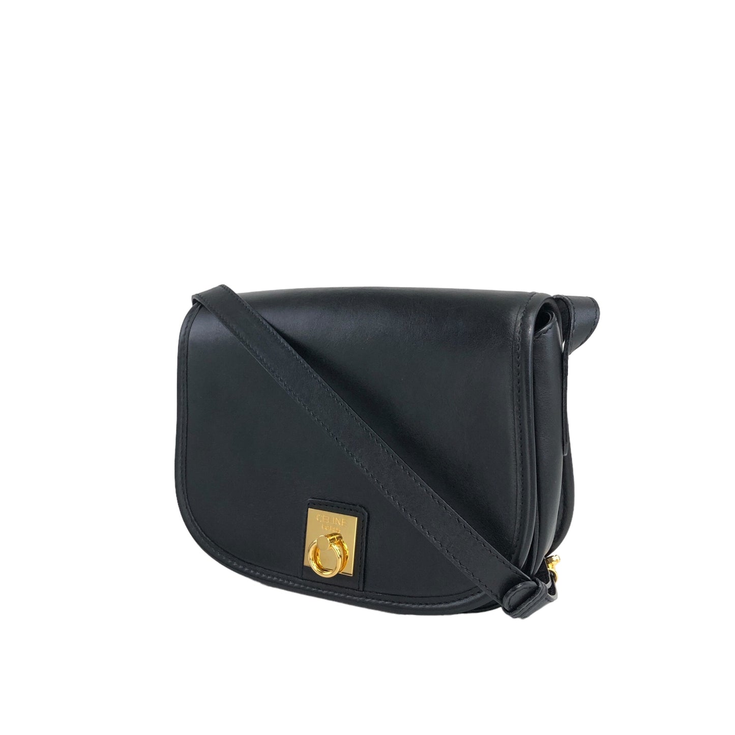 CELINE Gancini Shoulder bag Black Vintage hpbtja