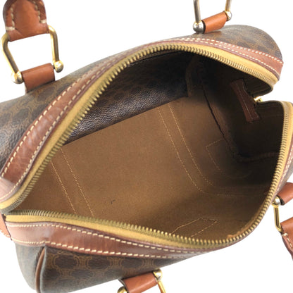 CELINE Macadam Blason Small Boston bag Handbag Brown Vintage ezay86