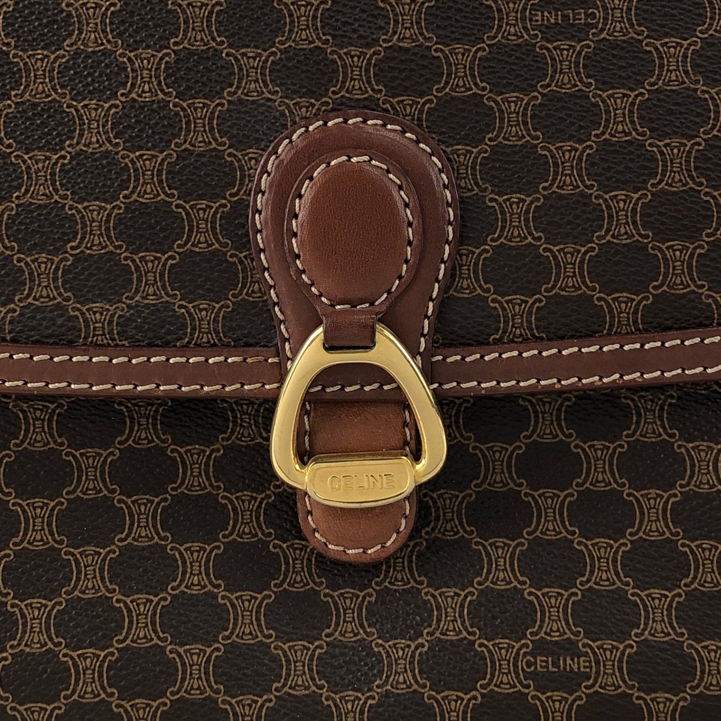 CELINE Macadam Horseshoe Shoulder bag Brown Vintage mxtw8i