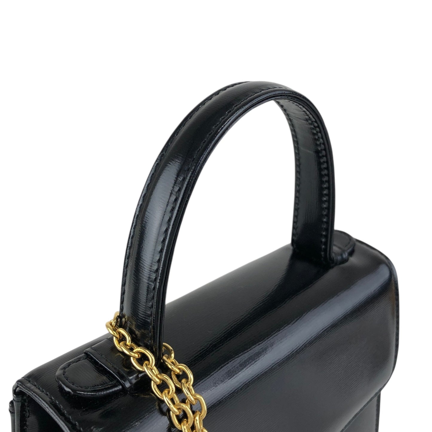 Yves Saint Laurent YSL Logo Charm Two-way Handbag Shoulder bag Black Vintage gmjhfk