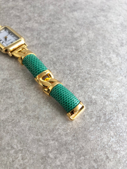 LOEWE Logo Quartz Watch Green×Gold Vintage c27tnu