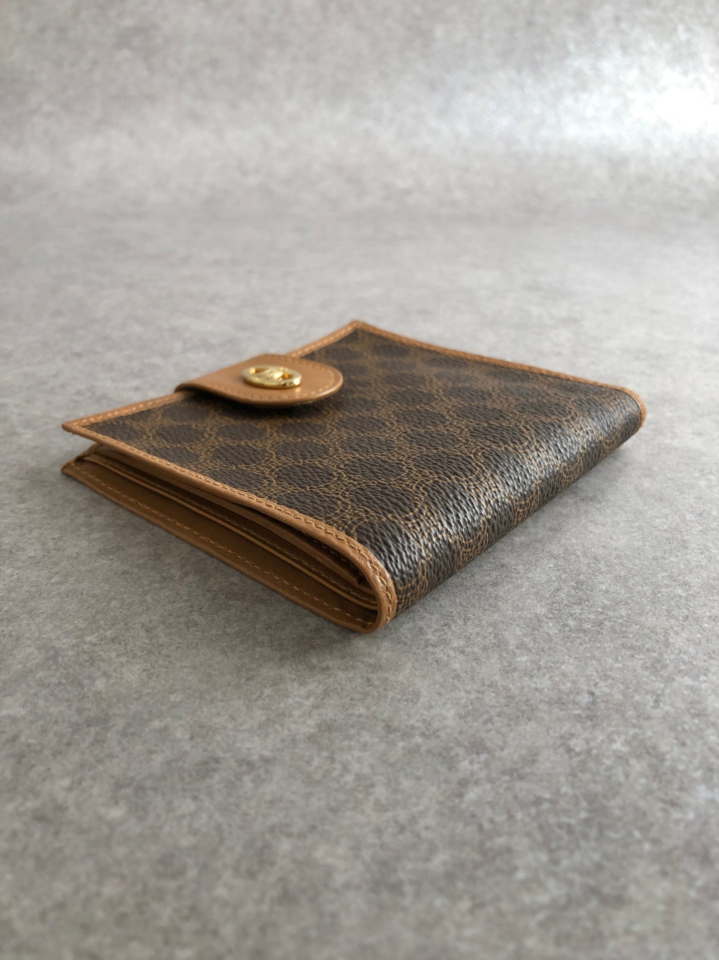 CELINE Macadam Triomphe Folded Wallet Brown Vintage bcju54