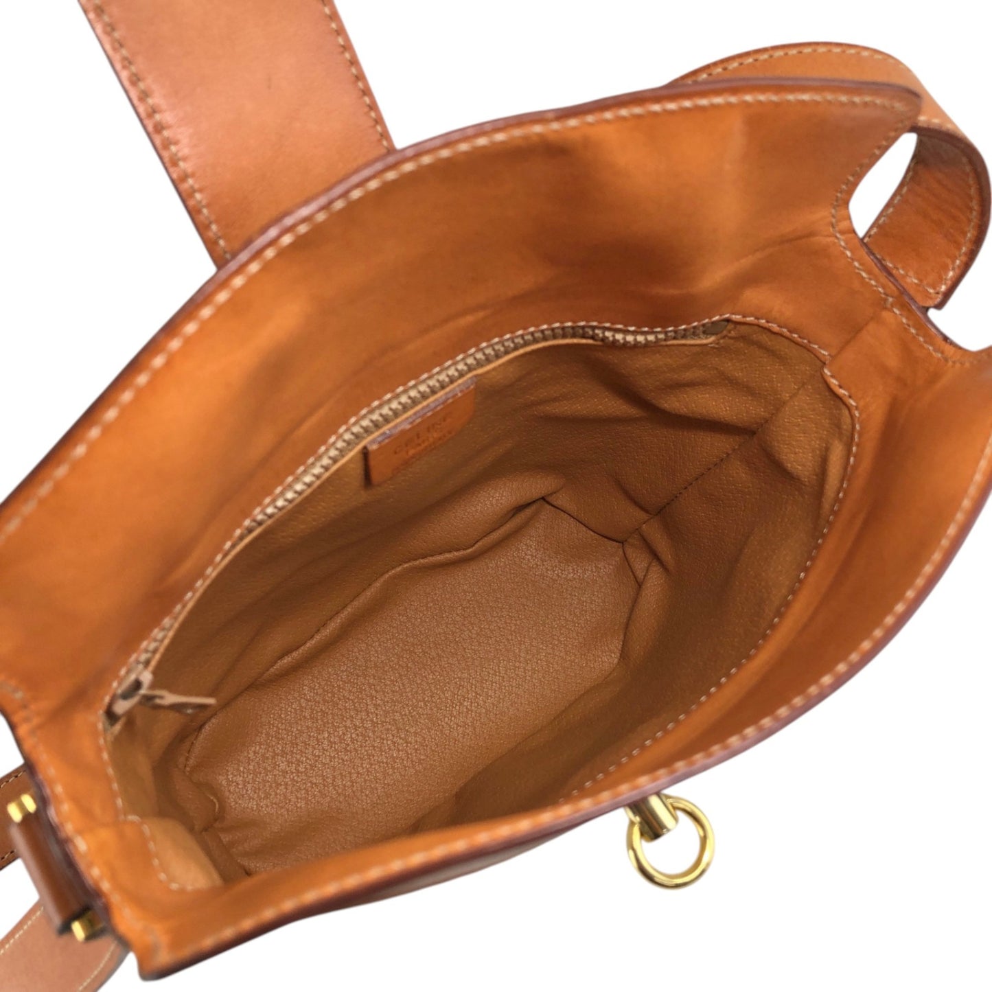 CELINE Macadam Gancini Shoulder bag White×Brown Vintage gt3h8m