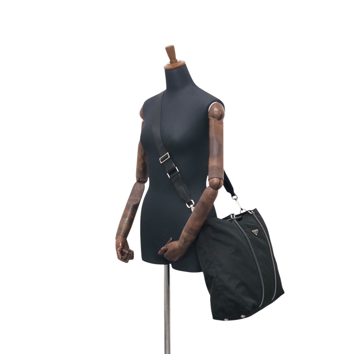 PRADA Tessuto Triangle Logo Two-way Handbag Shoulder bag Black Vintage 382dsw