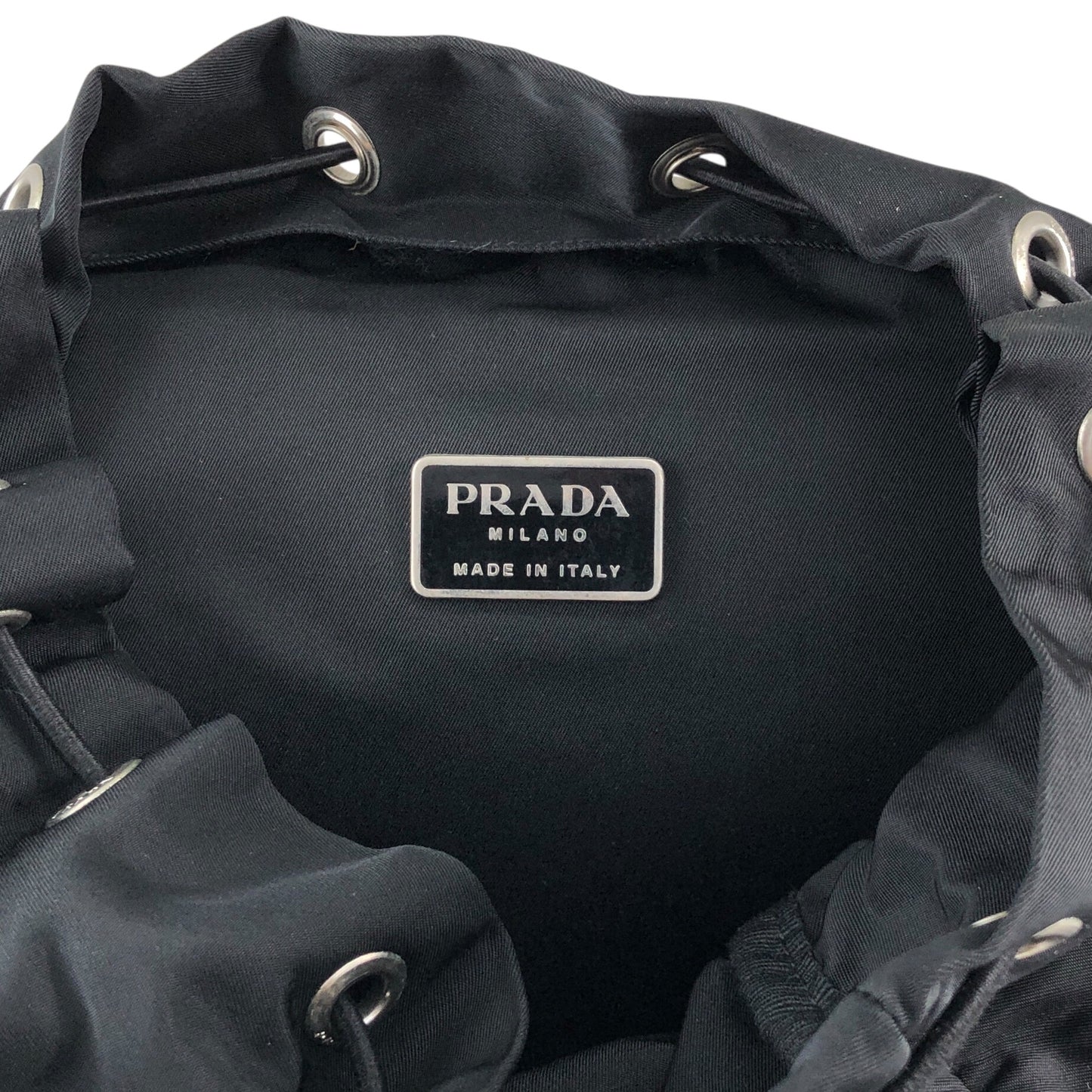 PRADA Tessuto Triangle Logo Backpack Black Vintage 6bctx4