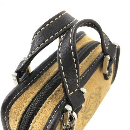 LOEWE Anagram  Suede Leather Handbag Shoulder bag Micro bag Beige Brown Vintage yt3sby