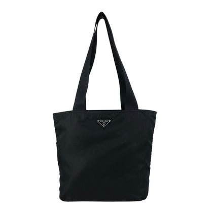 PRADA Tessuto Triangle Logo Handbag Totebag Black Vintage ij43tr