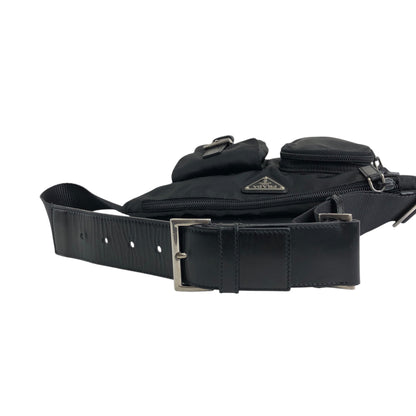 PRADA Triangle Logo Front Pocket Sling bag Black Vintage ts8rf4