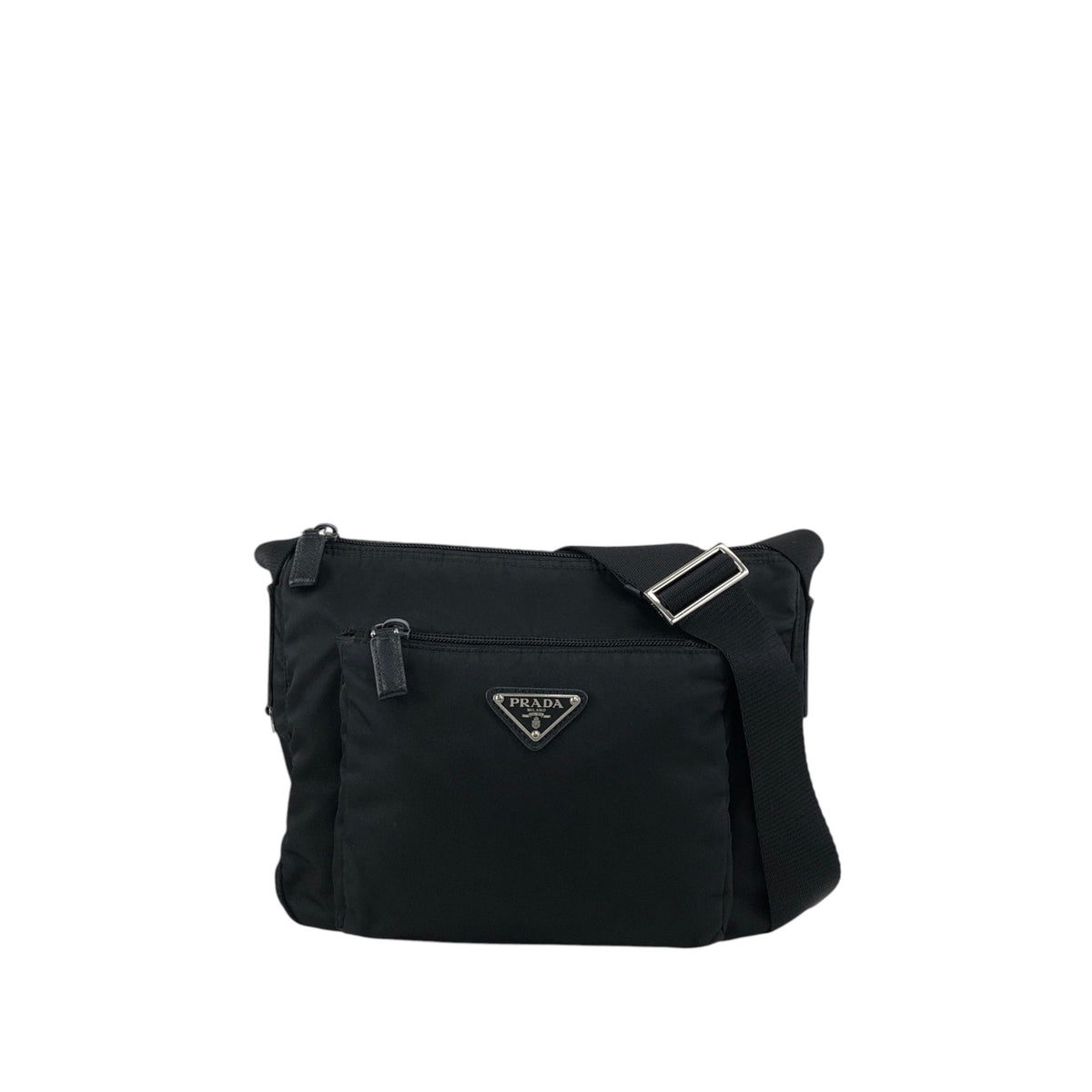 PRADA Tessuto Triangle Logo Shoulder bag Black Vintage 2efb6d
