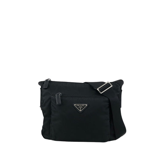 PRADA Tessuto Triangle Logo Shoulder bag Black Vintage 2efb6d