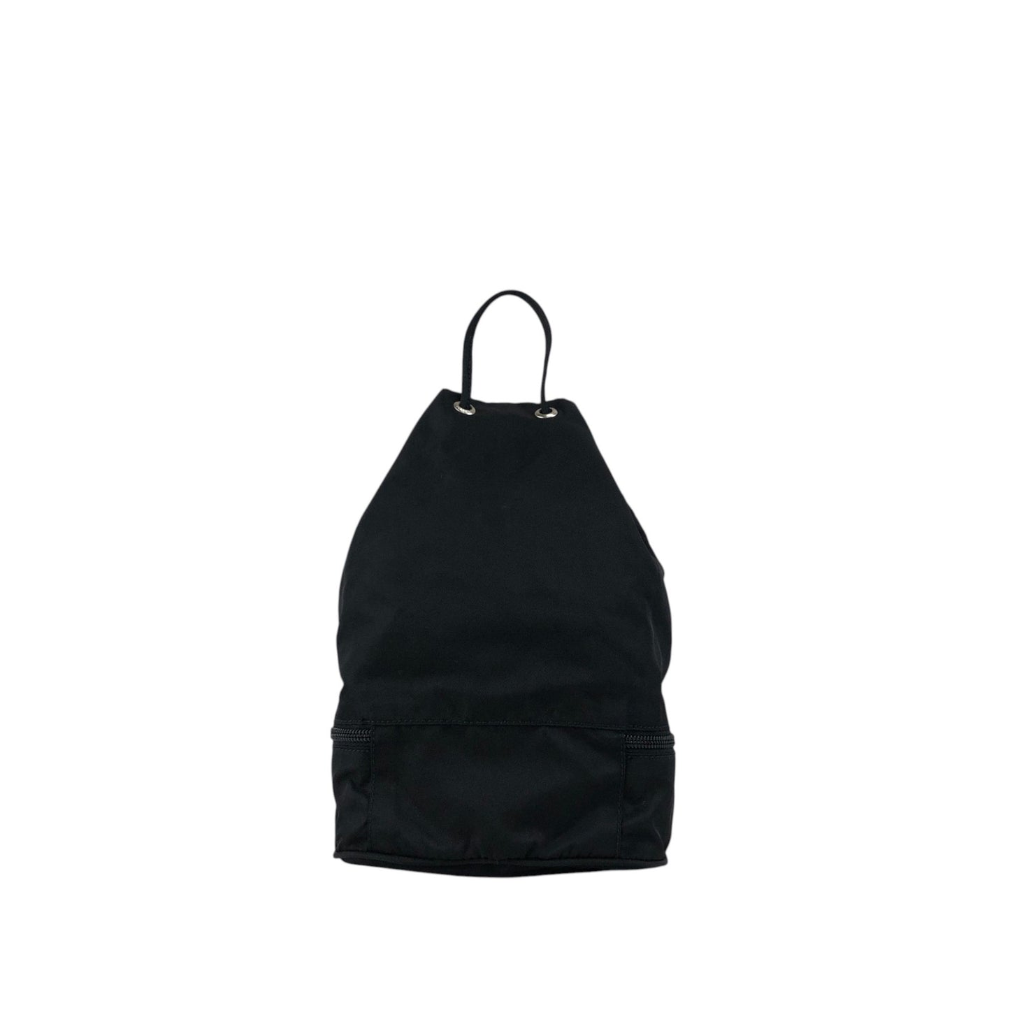 PRADA Tessuto Triangle Logo Drawstring Small Handbag Black Vintage bebvsv