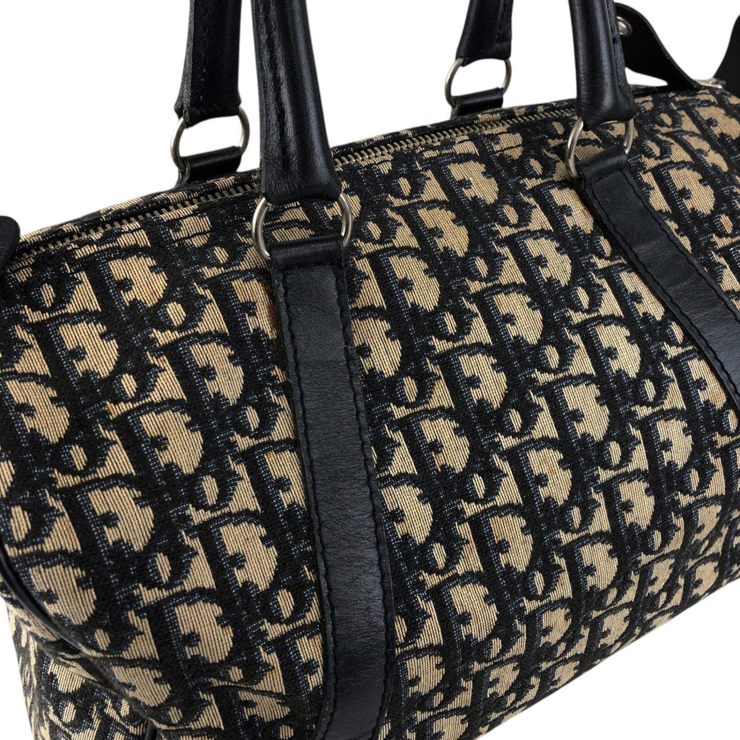Christian Dior Trotter Handbag Boston bag Navy Vintage 3zr6kt