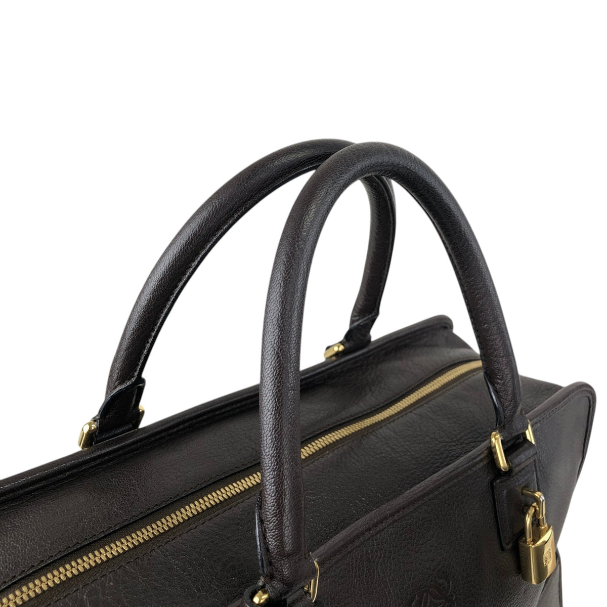 LOEWE Amazona36 Anagram Handbag Boston bag Dark Brown Vintage ihmrwb