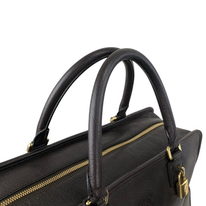LOEWE Amazona36 Anagram Handbag Boston bag Dark Brown Vintage ihmrwb