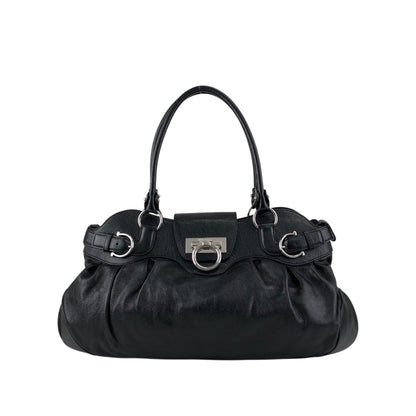 Salvatore Ferragamo Gancini Handbag Black Vintage 5aexwa