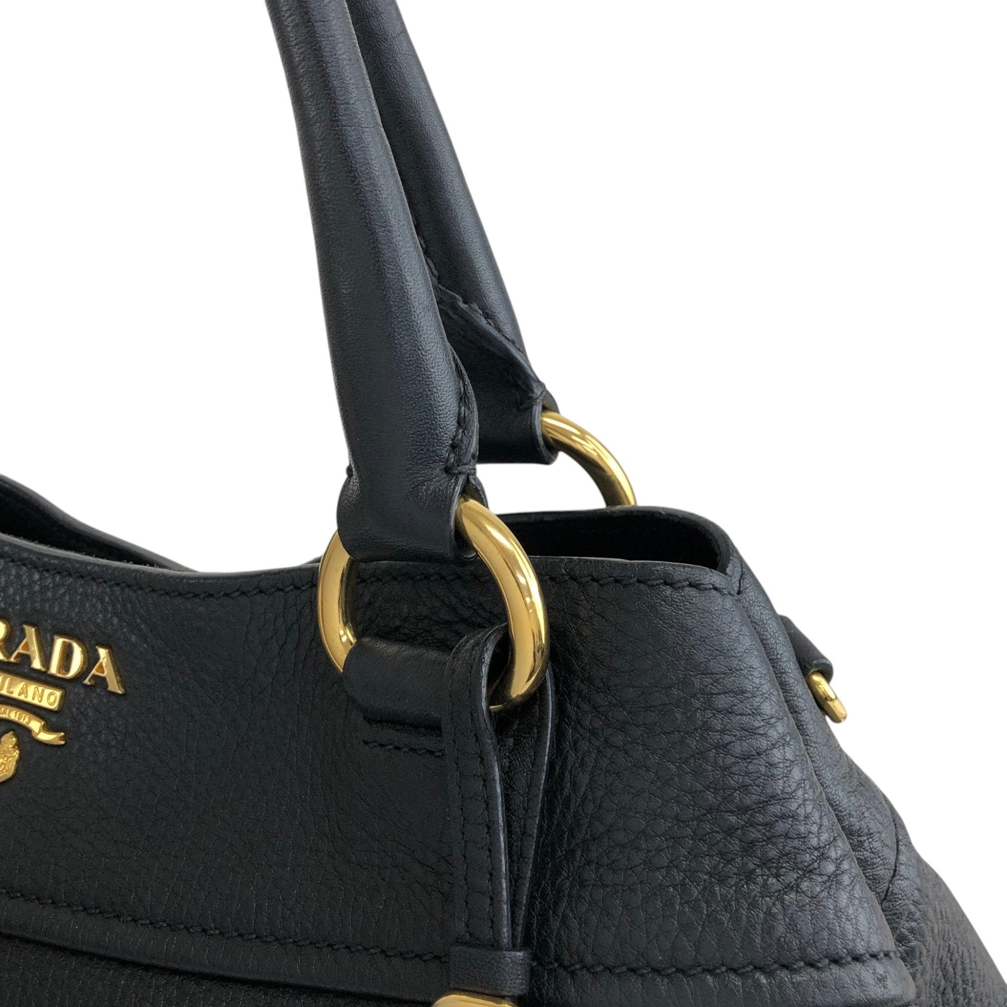 PRADA Logo Handbag Black Vintage 8mhtj6 – VintageShop solo