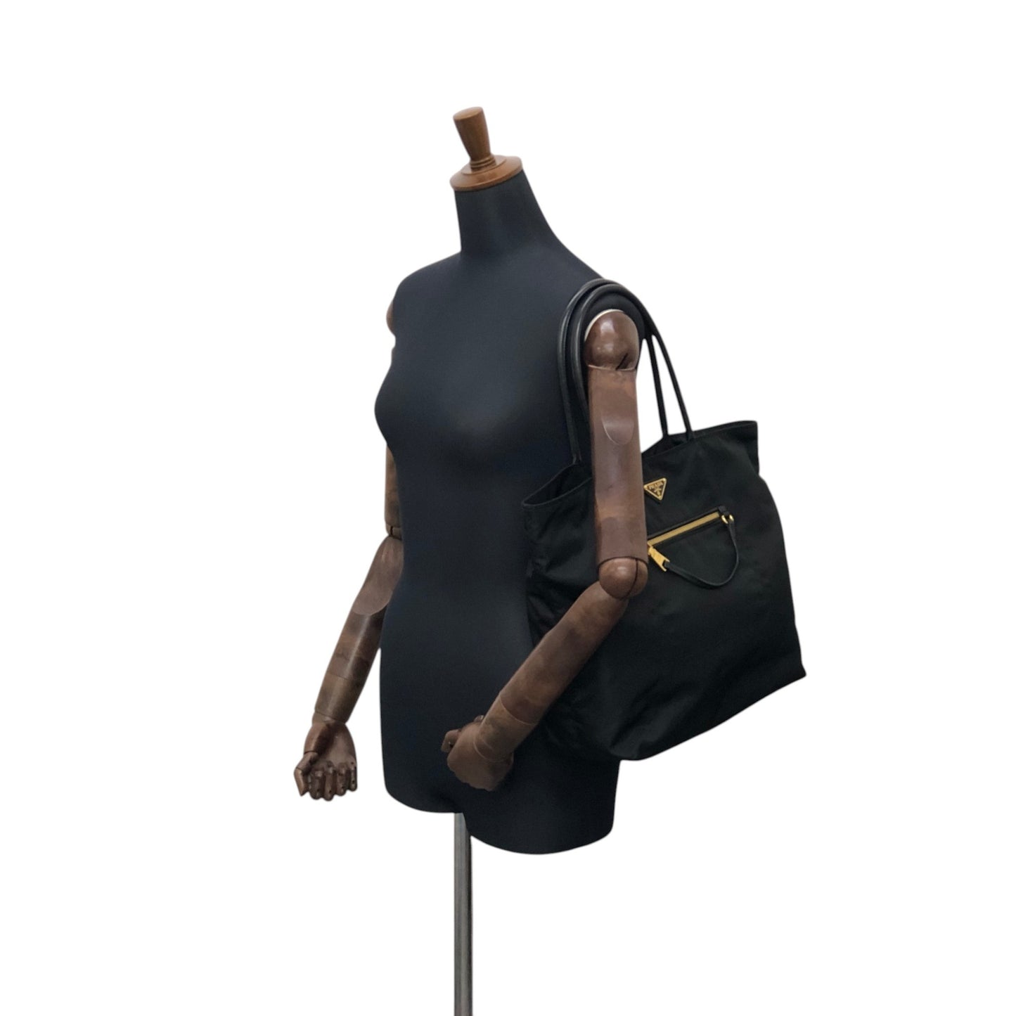 PRADA Tessuto Triangle Logo Handbag Totebag Black Vintage zahf6a