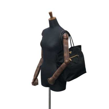 PRADA Tessuto Triangle Logo Handbag Totebag Black Vintage zahf6a