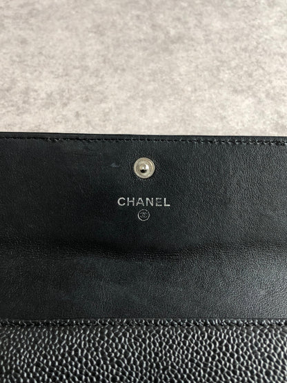 CHANEL Coco Mark Long Wallet Black Vintage u8bm3h